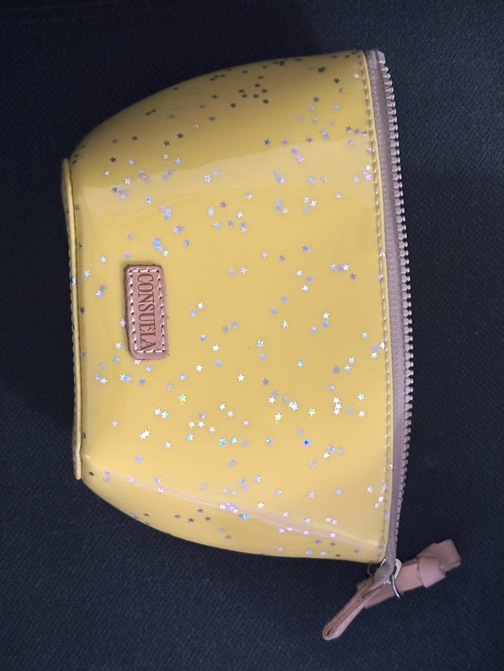 Consuela Harlow Medium Yellow Star Glitter Cosmetic Pouch Tool Kit - Picture 3 of 11
